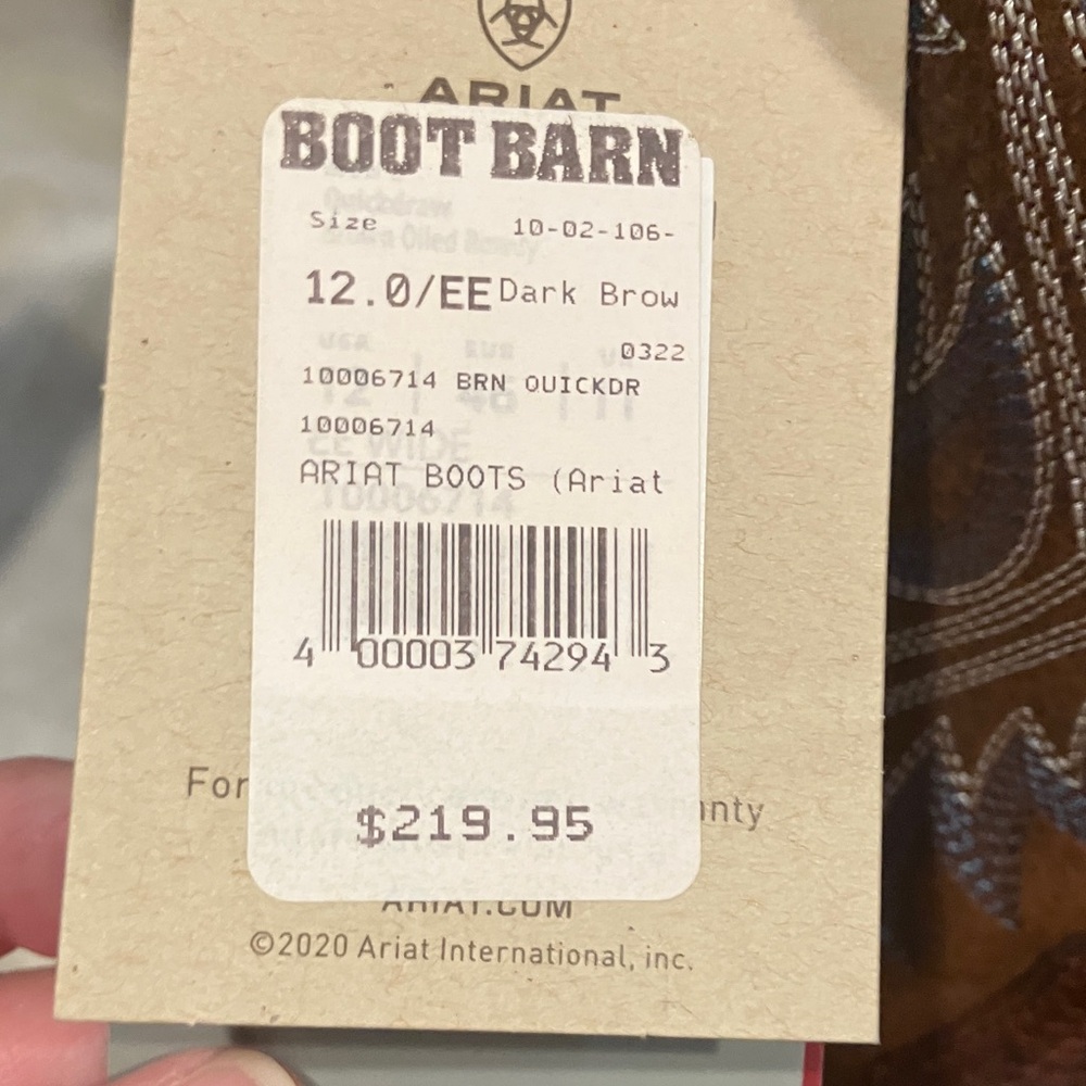 Ariat Brown Leather Western Cowboy Boots with Embroidered Shaft - Picture 2 of 5